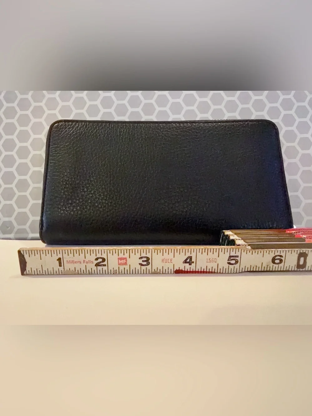 Coach Black Pebbled Leather Zip Wallet with Silver Logo